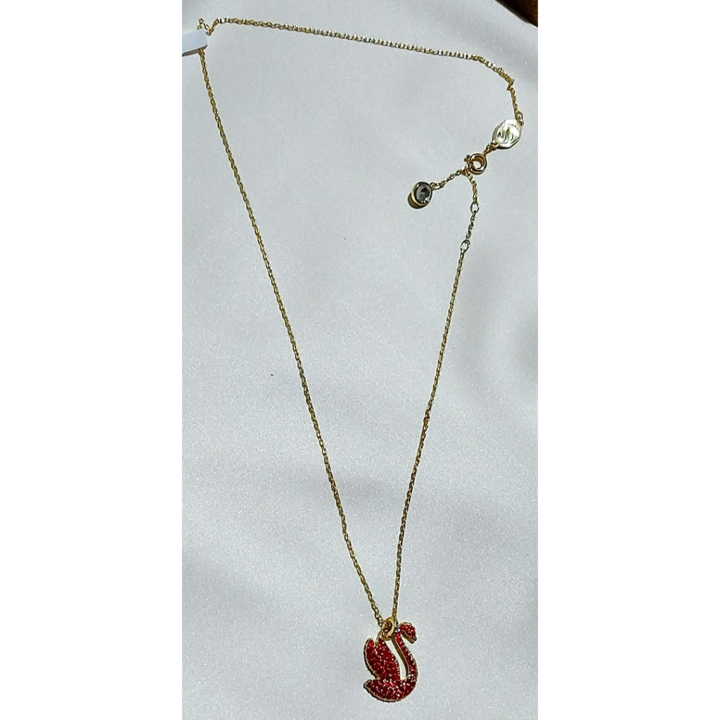 Elegant Swan Necklace | Red Crystal & White Stone Accents | Adjustable Length product photo 5