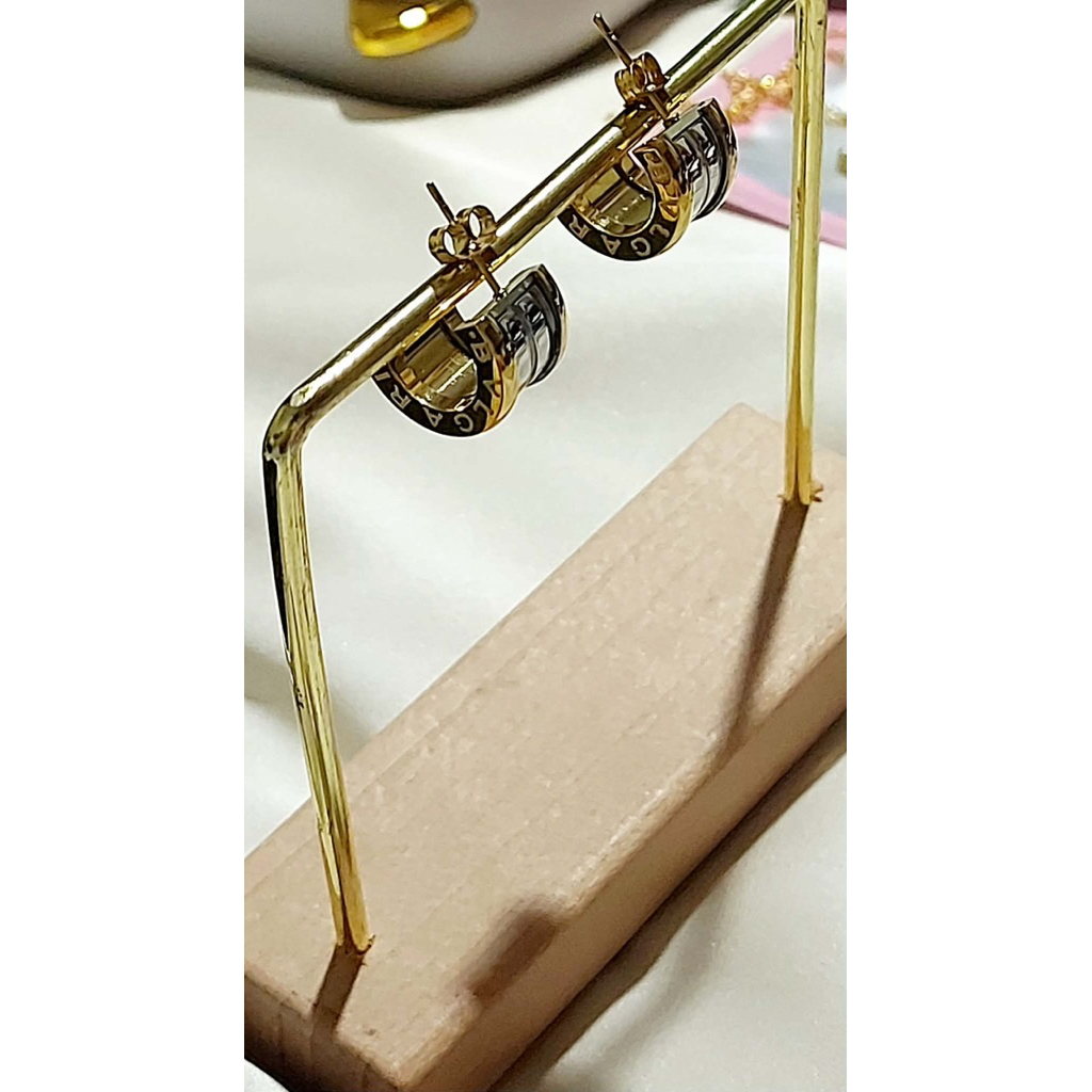 B.zero1 Inspired Stud Earrings | 2-Tone Yellow & White Gold product photo 3