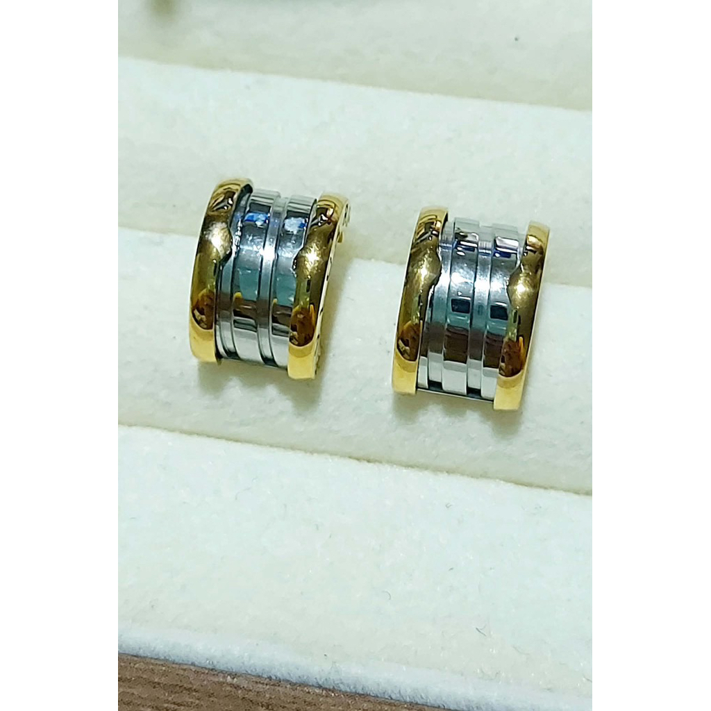 B.zero1 Inspired Stud Earrings | 2-Tone Yellow & White Gold product photo 2