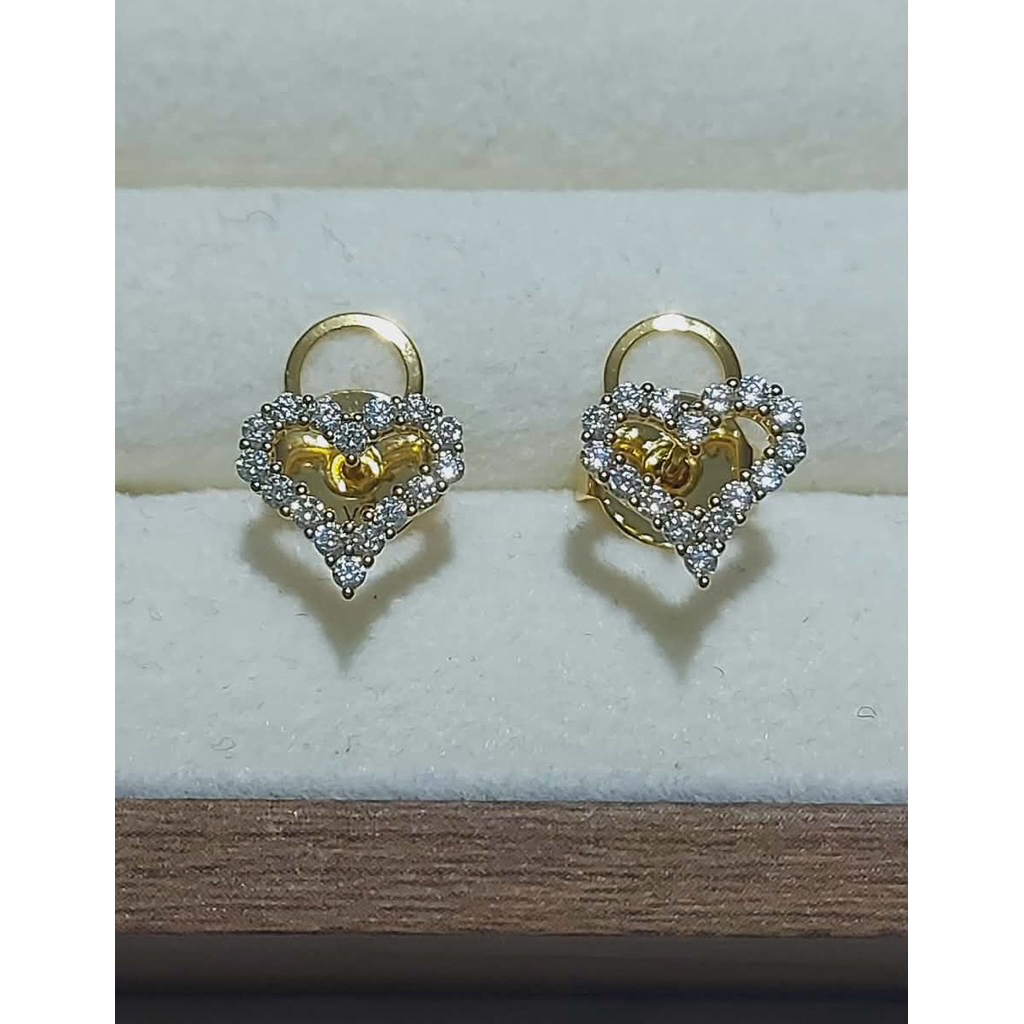 Open Heart Diamond Stud Earrings | 1cm | 18K Gold Vermeil product photo 1