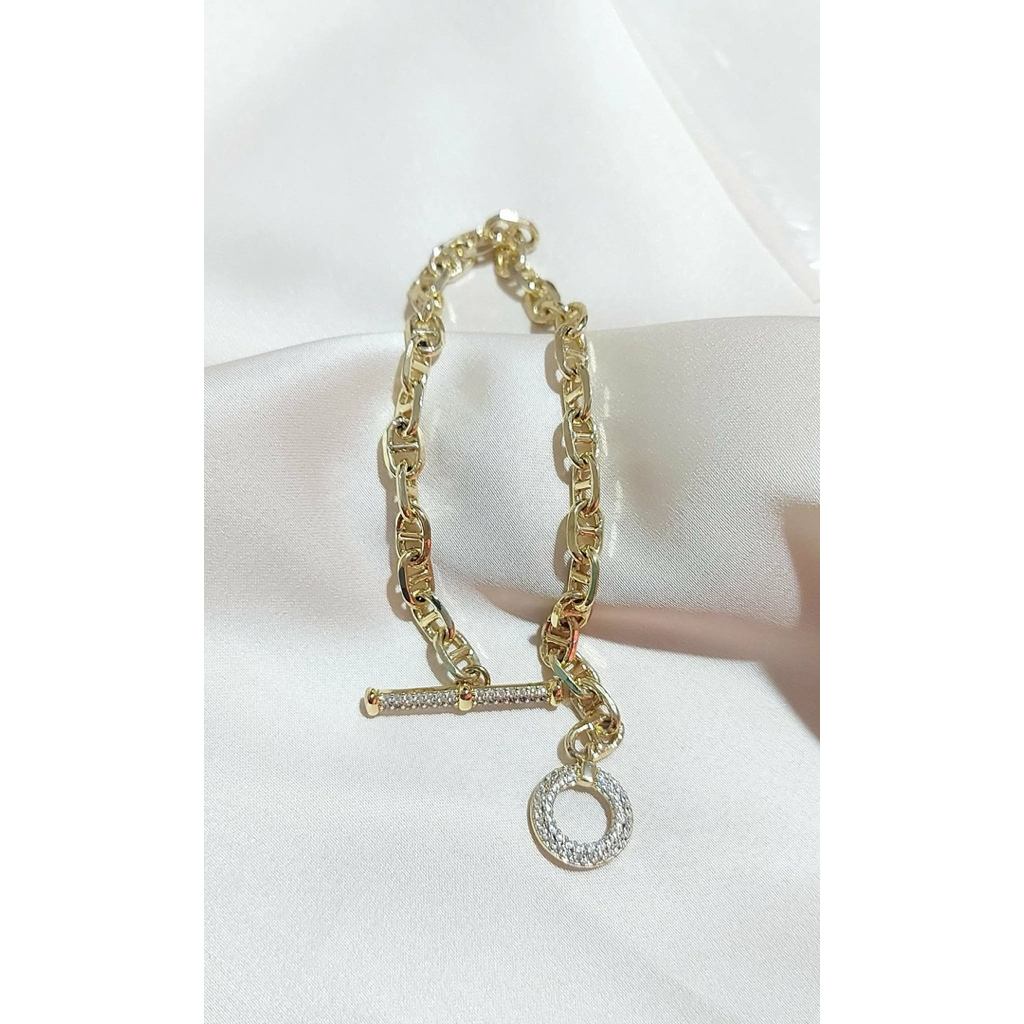 Mariner Chain Toggle Bracelet with Diamond Accent | 7 Inches | Yellow Gold Setting product photo 2