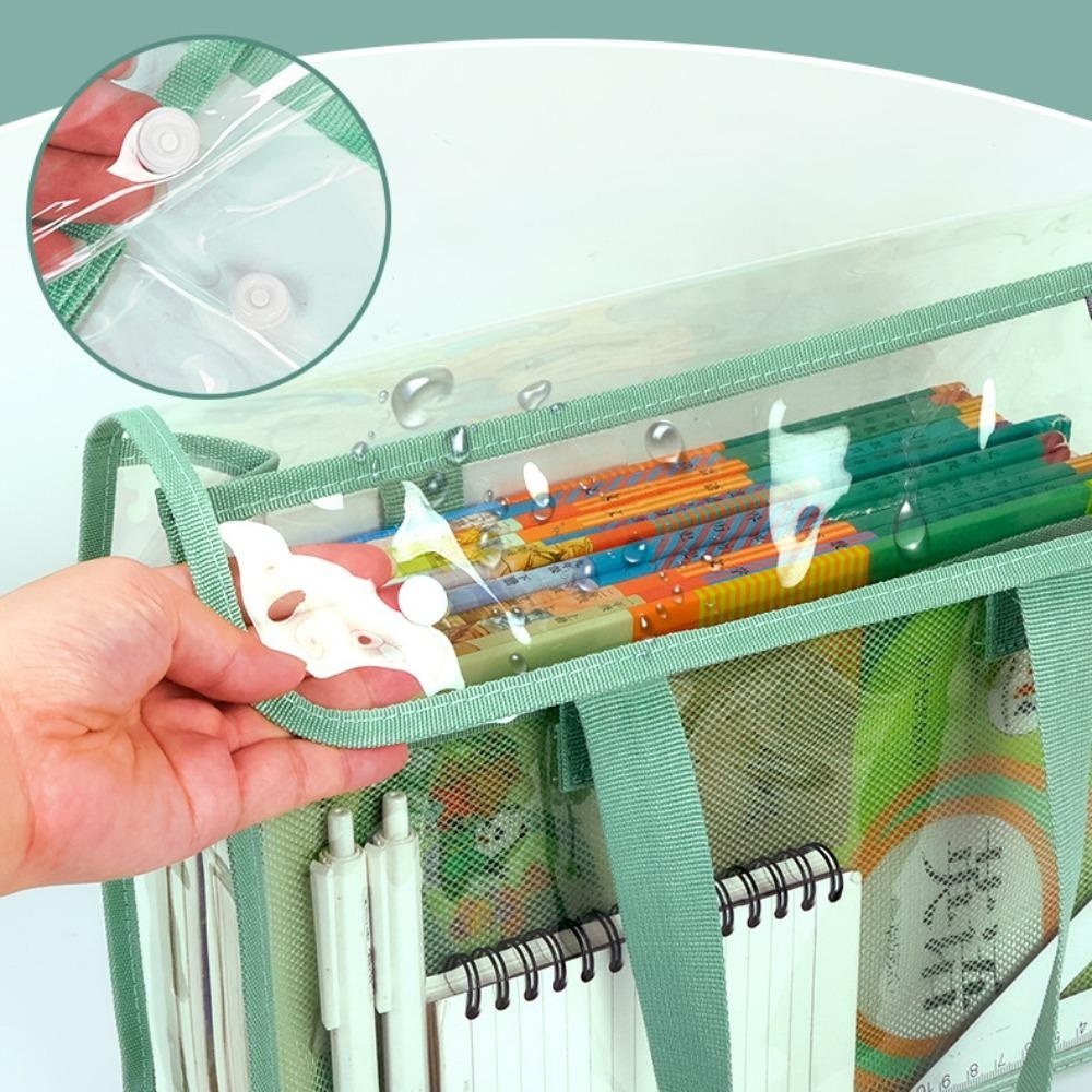 PVC Transparent Waterproof Large Capacity Extra Thick File Bag Multifunctional Document Organizer — view 5
