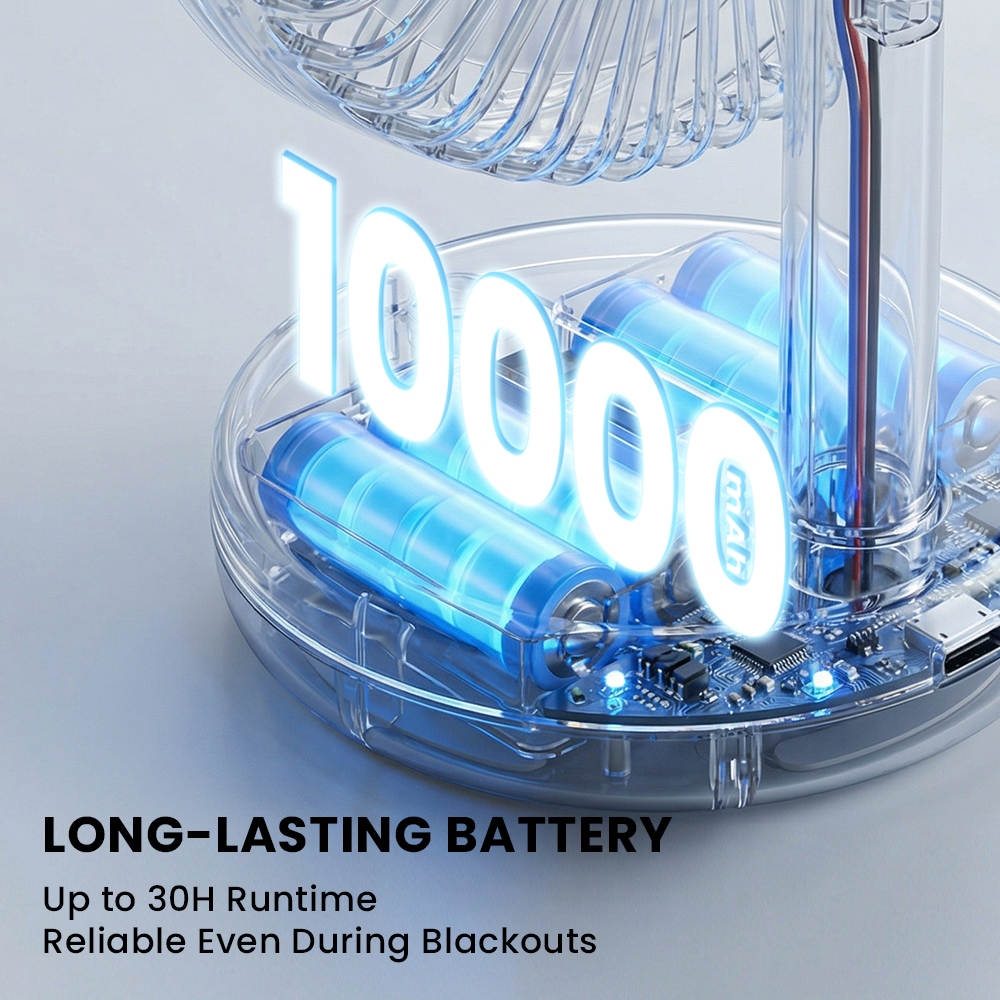Orashare DF15 10000mAh Rechargeable Desk Fan Quiet 100 Speeds Wind Oscillating Fan with USB Output - Image 3