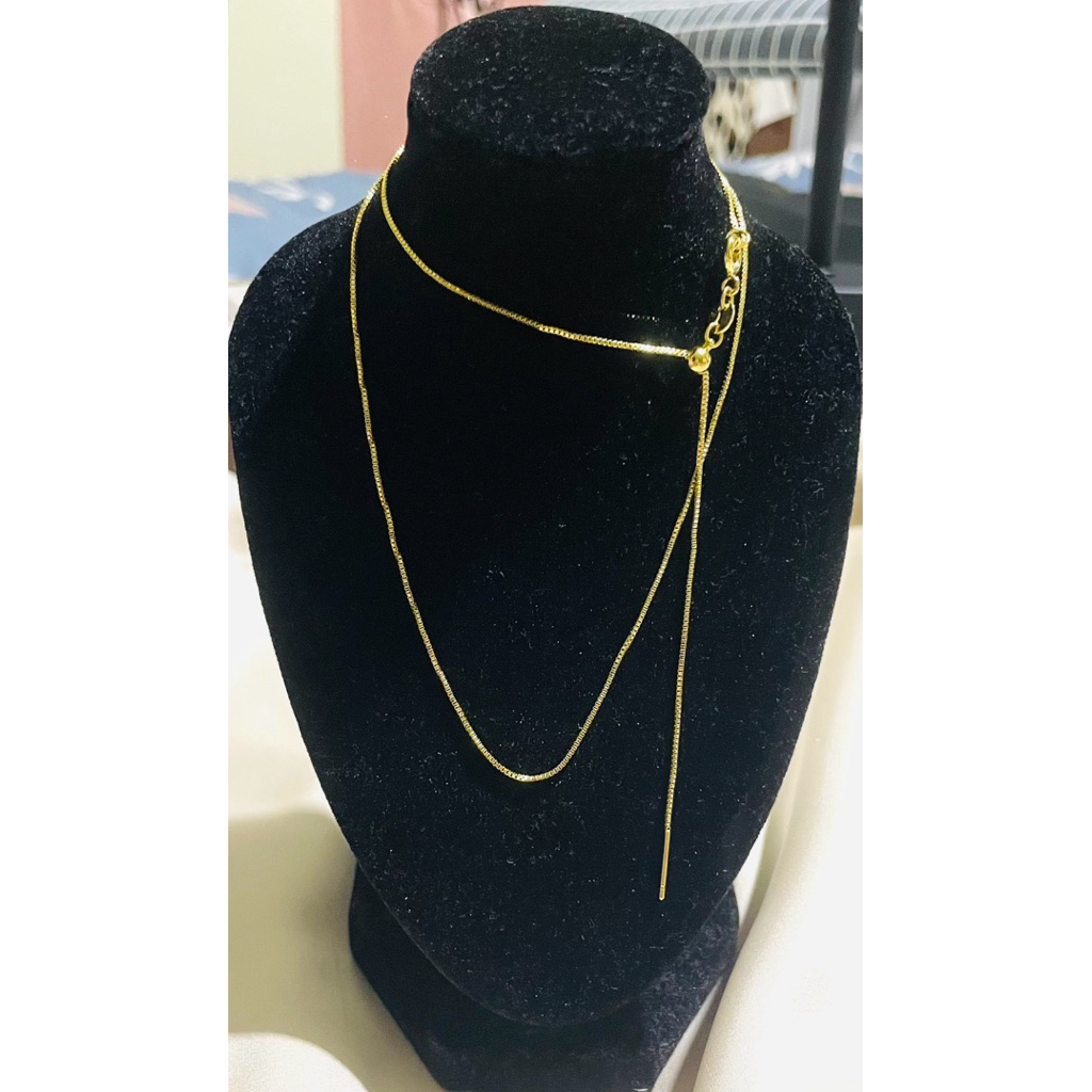 Adjustable Thin Boxed Chain Necklace | Premium Gold Setting 20inches product photo 3
