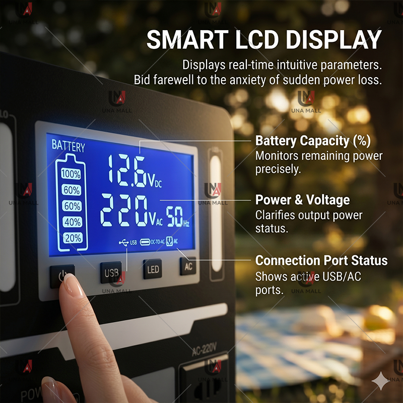 UNA Portable Power Station 988000mAh 1000W Power Outdoor Solar Generator Quick Charge Large Capacity — view 4