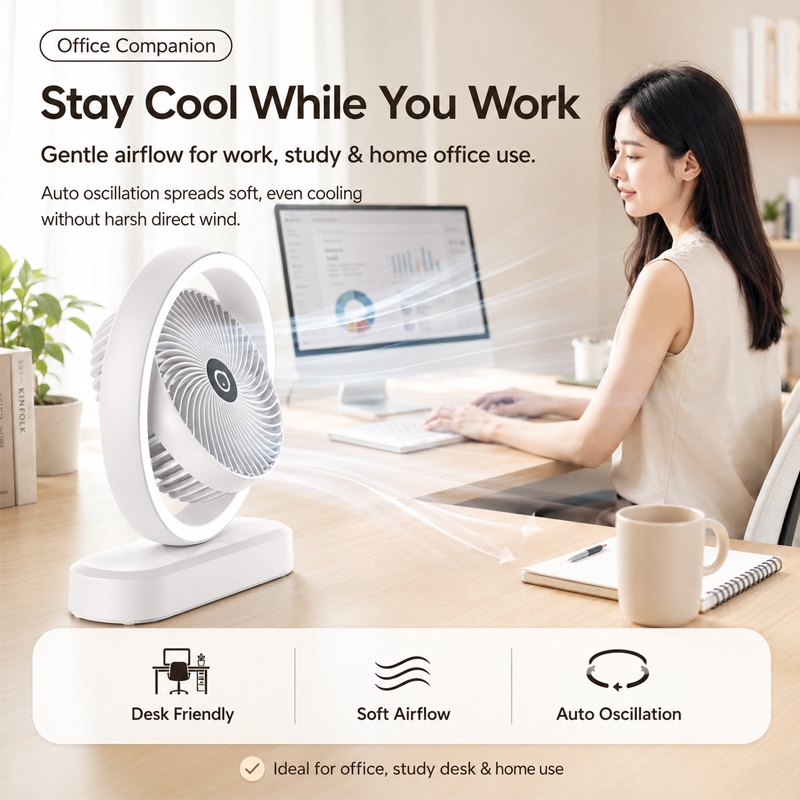 2 in 1 Desk Fan Mini Fan with light Rechargeable USB Small Desk Fan 120 Degree Rotation Strong Wind — view 3