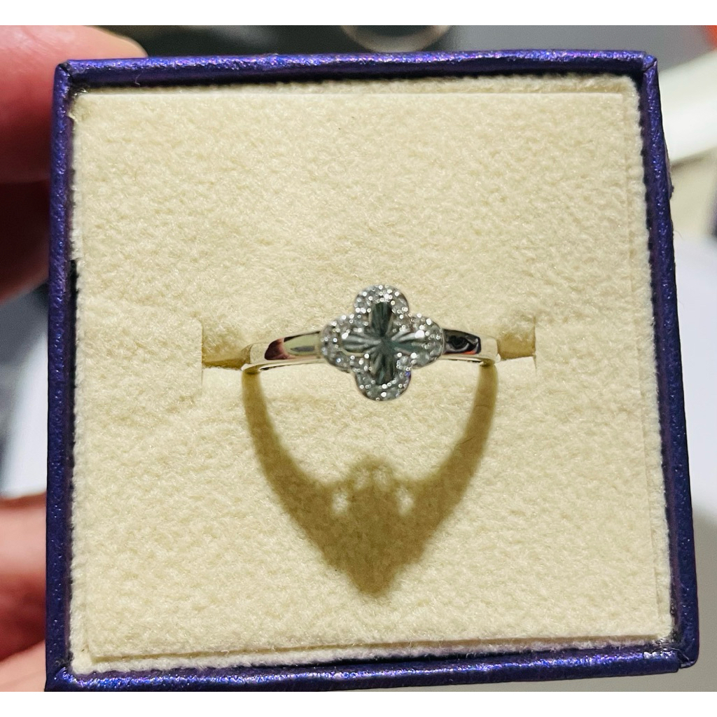 Four-Leaf Clover Ring with Diamond Accents | Platinum Setting | Size 6 product photo 1