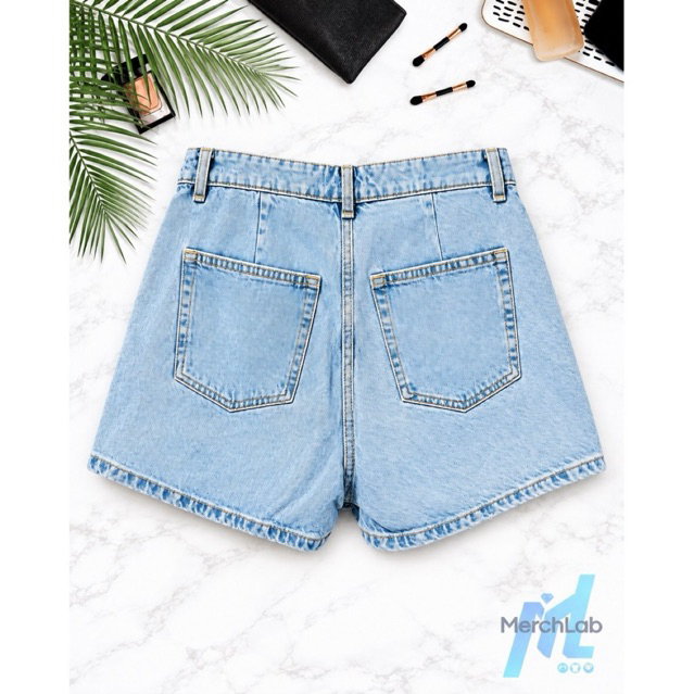 Denim Skort | Light Wash Blue | Button Detail | Size 30-31 product photo 2