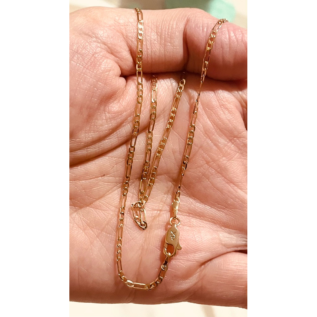 Figaro Chain Necklace 2mm | Premium Champagne Setting 18inches product photo 4