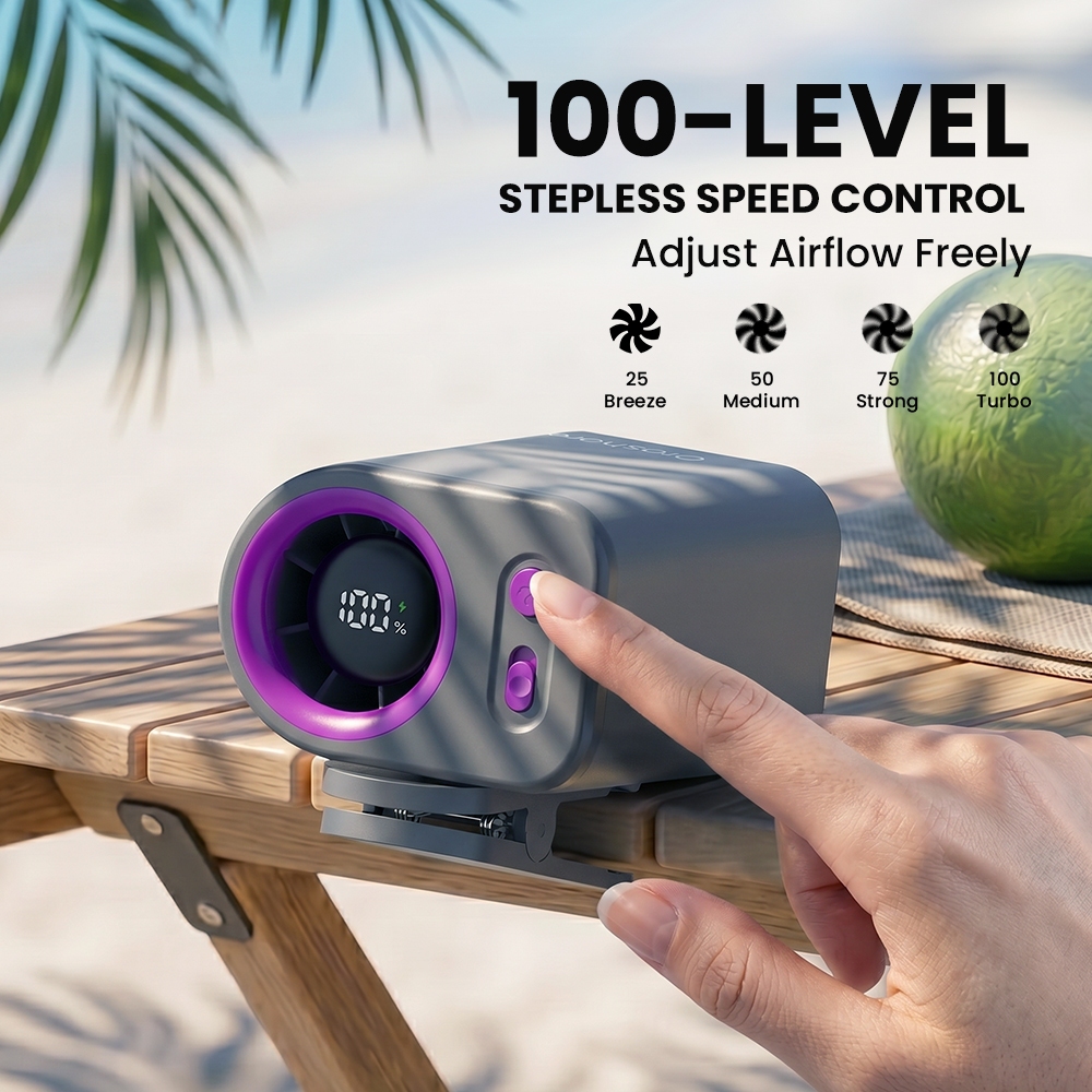 Orashare CF06 Clip Fan Portable Rechargeable Mini Fan 100 Speed Strong Wind Hands-Free Cooling Fan — view 2