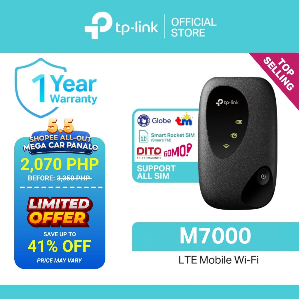 TP-Link | M7000 | 4G | LTE | Battery Pocket Wi-Fi  | Openline All Network | For Travel | Internet