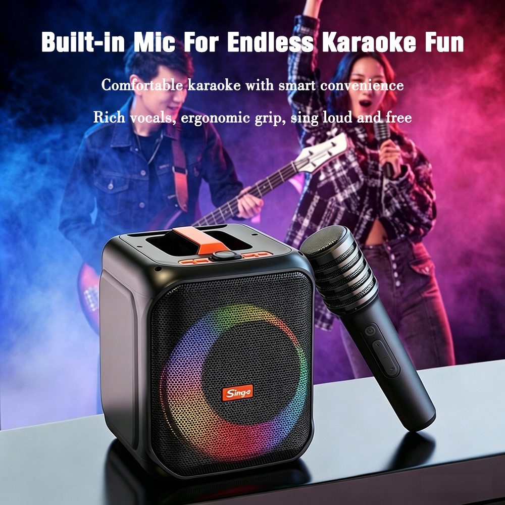 Super Bass Portable 6.5 inch 40w 12000 PMPO Karaoke Bluetooth 5.4 Speaker RGB With Dual Wireless Mic — view 3