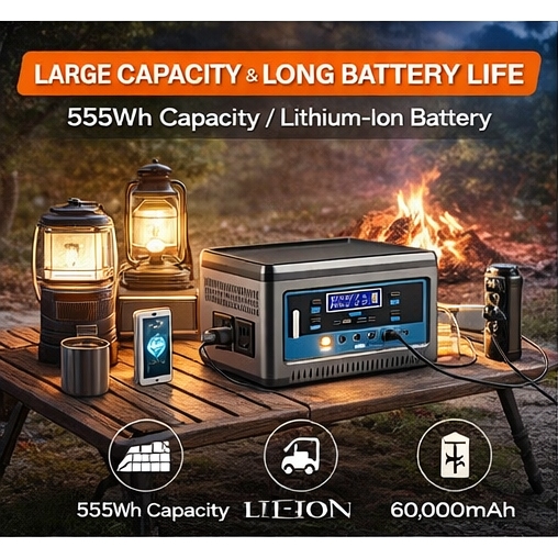 Portable 600W / 489600MAH Power Station, 220V High-Capacity Outdoor Battery Generator for Camping — view 6