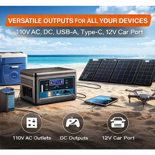 Portable 600W / 489600MAH Power Station, 220V High-Capacity Outdoor Battery Generator for Camping — view 7