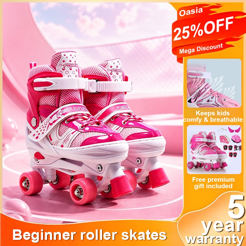 Oasia Roller Skate Shoes For Kids Adjustable Skate Shoes Roller Skate With Flash Wheel For Beginner