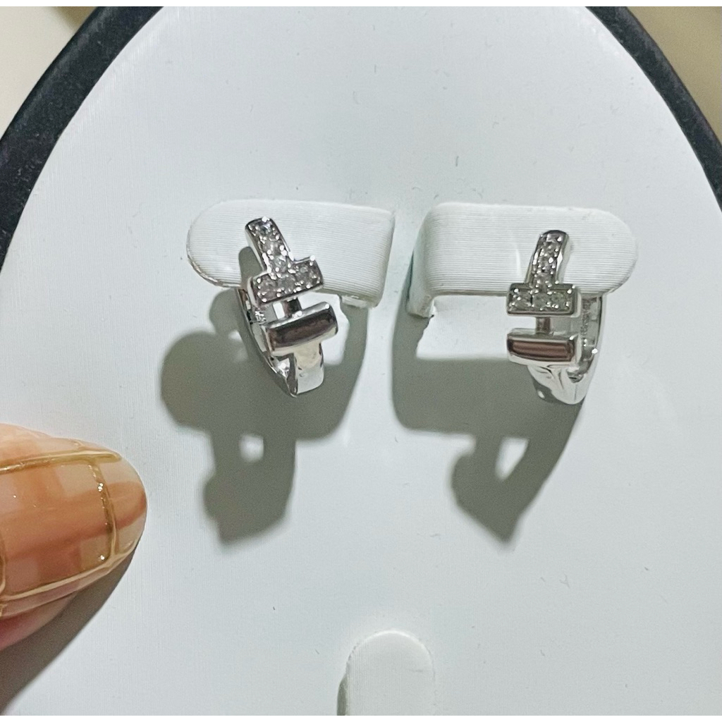 Tiff-Inspired Loop Earrings with Diamond Accents | Yellow Gold & Platinum Settings product photo 3