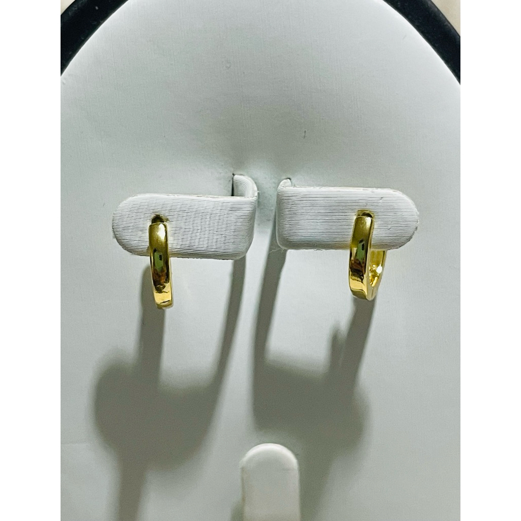 Minimalist Small Loop Earrings | Yellow Gold Settings | 10 mm Diameter product photo 2
