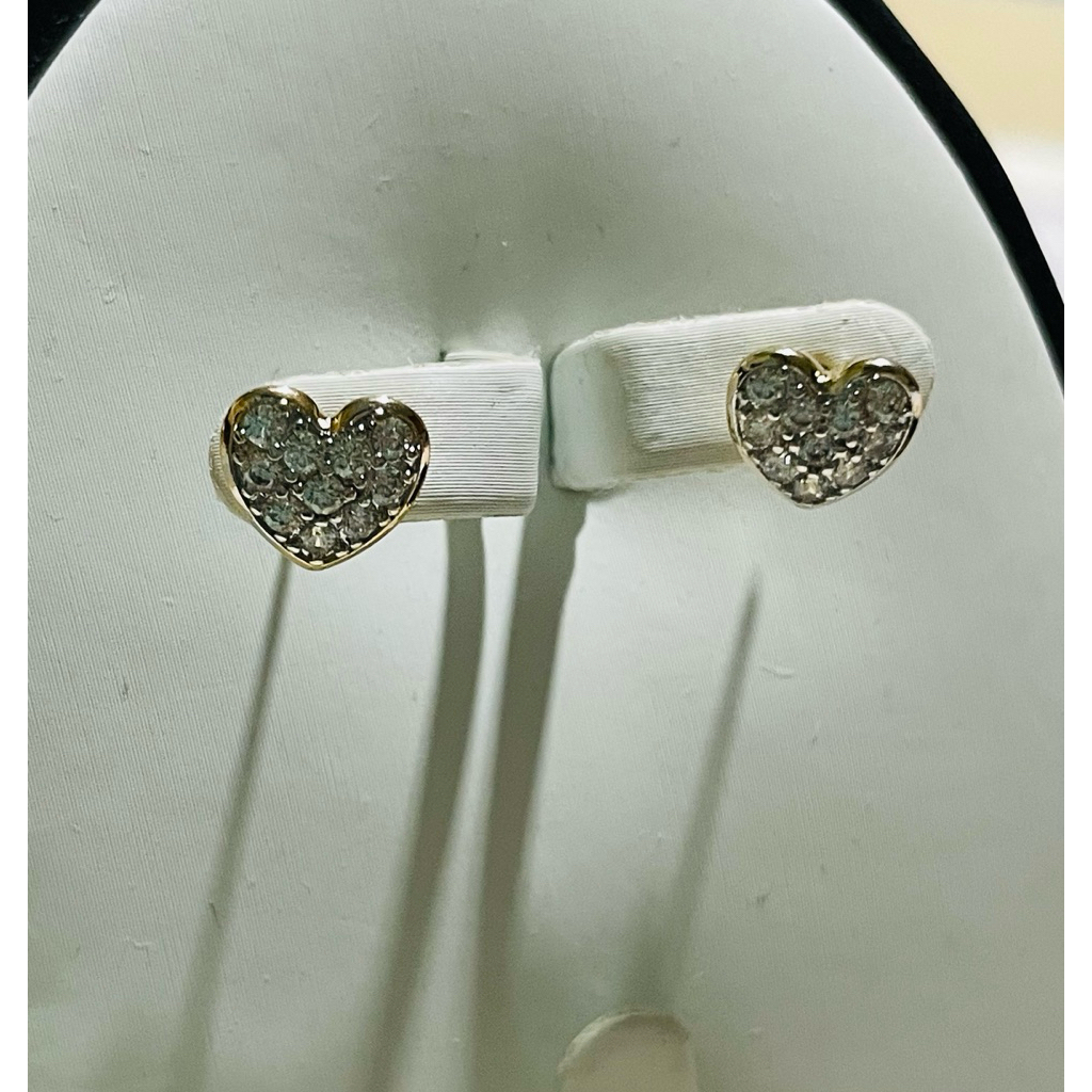Heart-Shaped Diamond Stud Earrings | 18K Yellow Gold Settings | Diamond Accent product photo 5