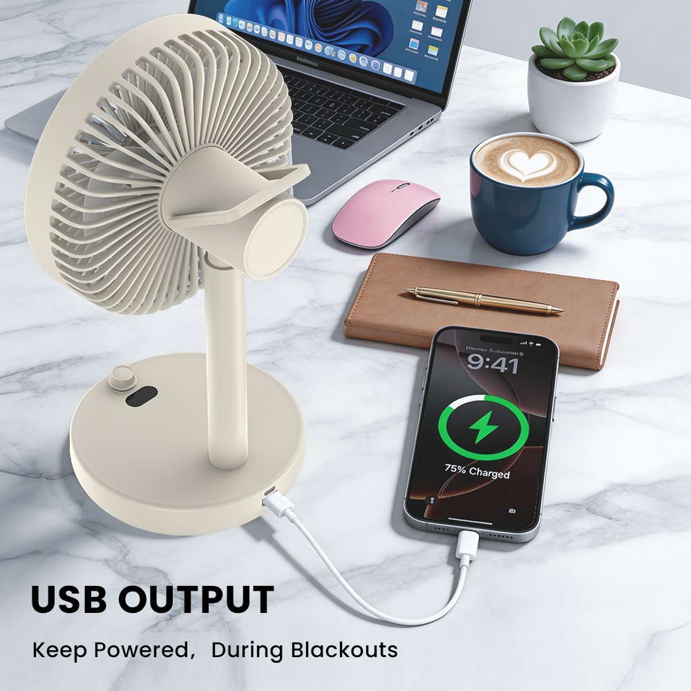 Orashare DF15 10000mAh Rechargeable Desk Fan Quiet 100 Speeds Wind Oscillating Fan with USB Output - Image 4