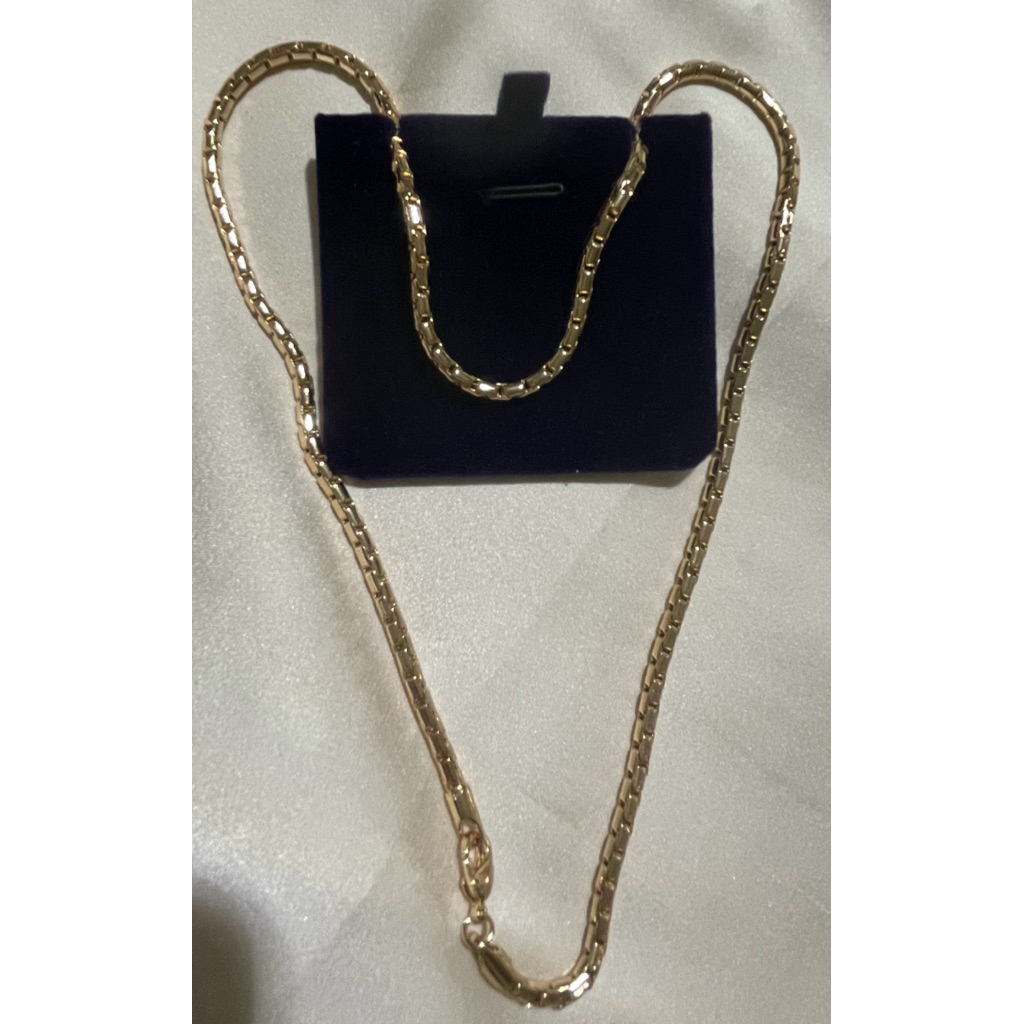Vintage Box Link Necklace | Champagne Gold Setting 20inches product photo 4