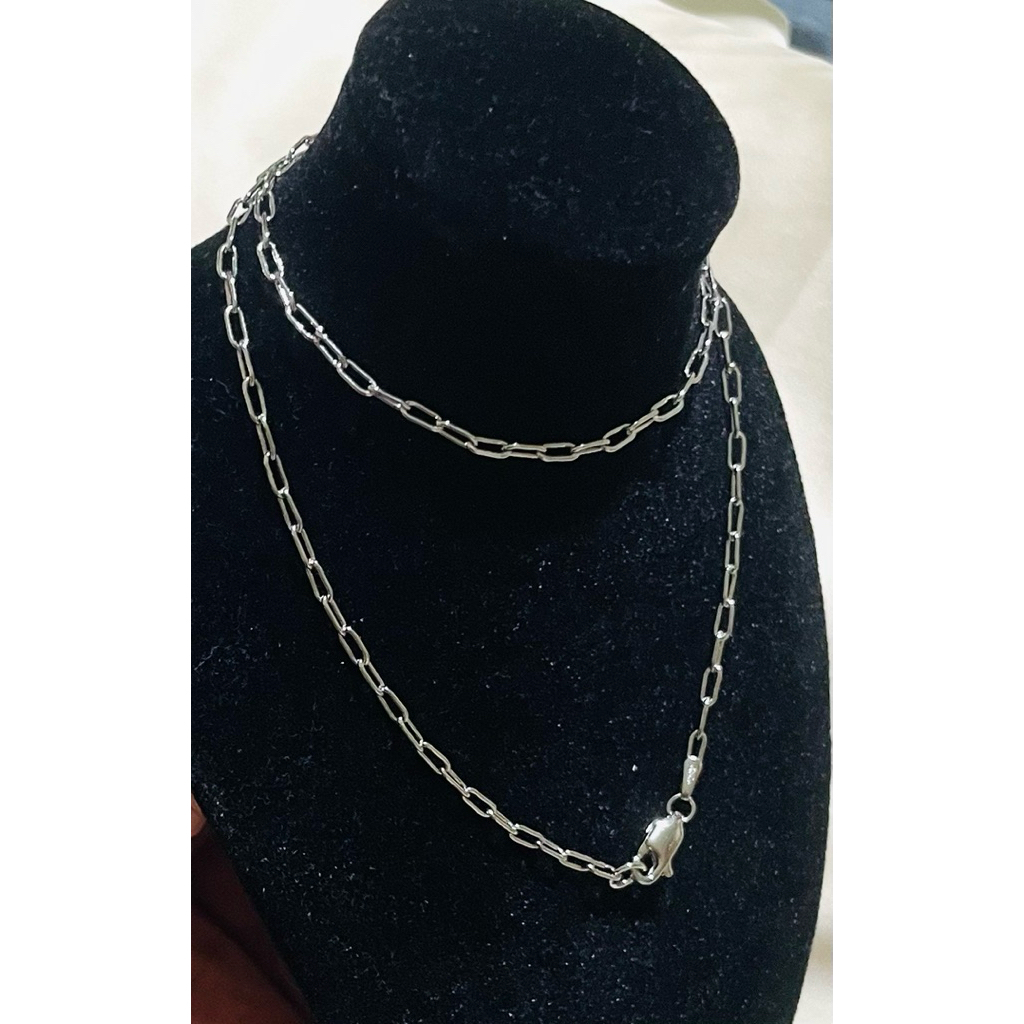 Small Paperclip Chain Necklace | Platinum Setting 16inches product photo 1