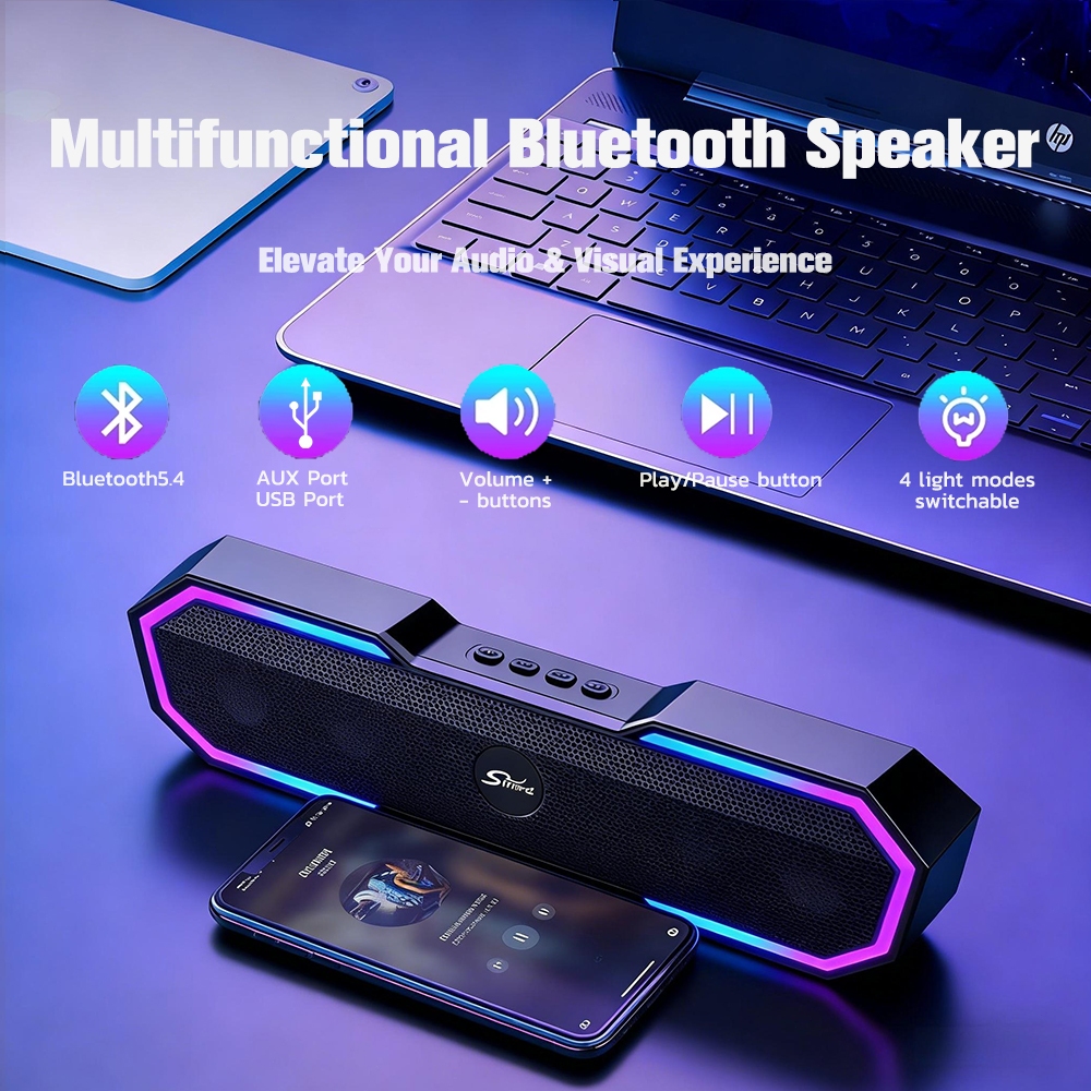 Portable RGB Wireless Sound bar Bluetooth 5.4 Speaker True Wireless Stereo mini speaker for computer — view 5