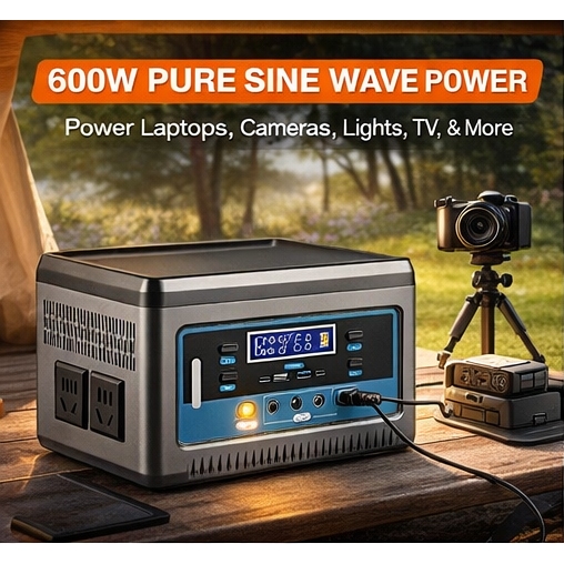 Portable 600W / 489600MAH Power Station, 220V High-Capacity Outdoor Battery Generator for Camping — view 3