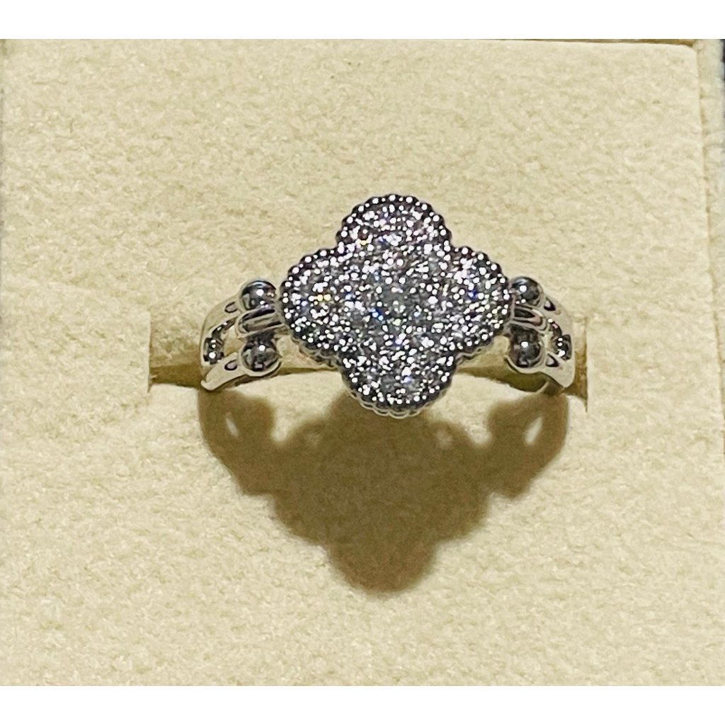 Floral Statement Ring with Diamond Accents | Platinum Coated | Size 8 product photo 1