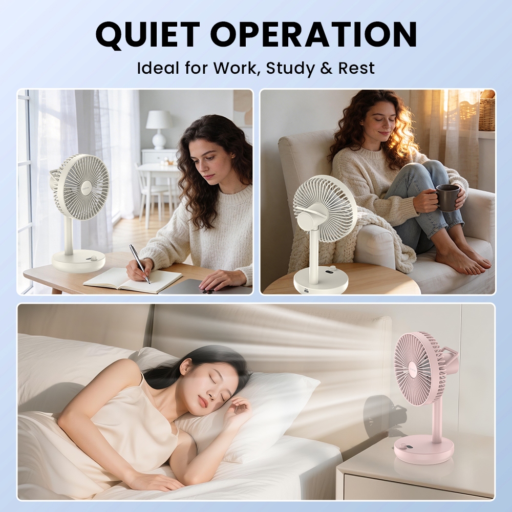 Orashare DF15 10000mAh Rechargeable Desk Fan Quiet 100 Speeds Wind Oscillating Fan with USB Output - Image 6