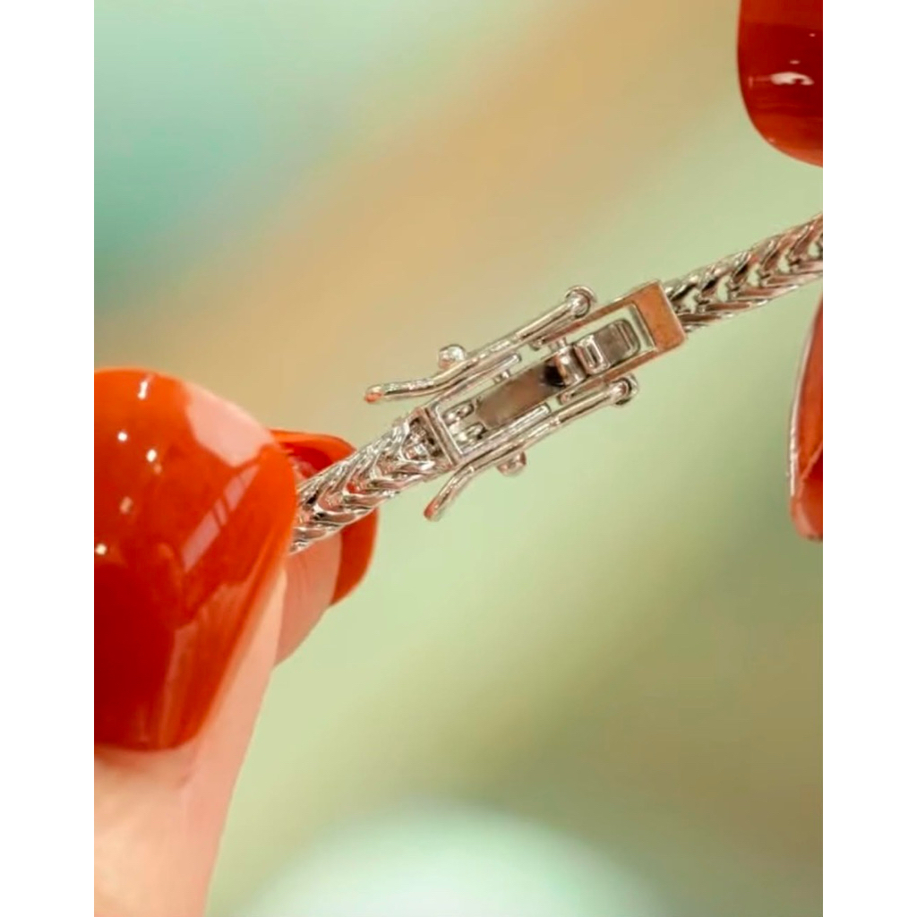 Triple Lock Japan Chain Necklace | Platinum Setting 22inches product photo 5