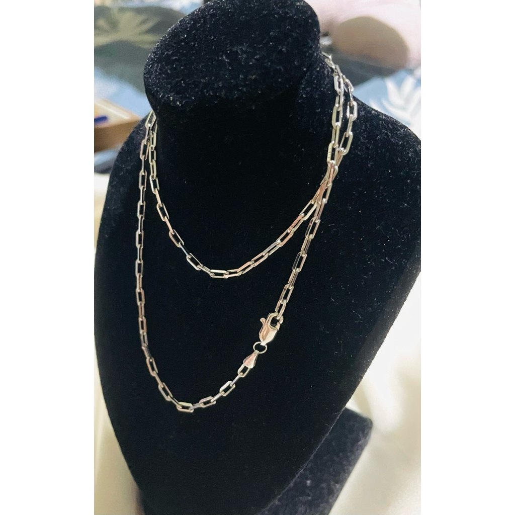 Diagonal Cut Small Paperclip Chain Necklace | Platinum Setting 18inches product photo 3