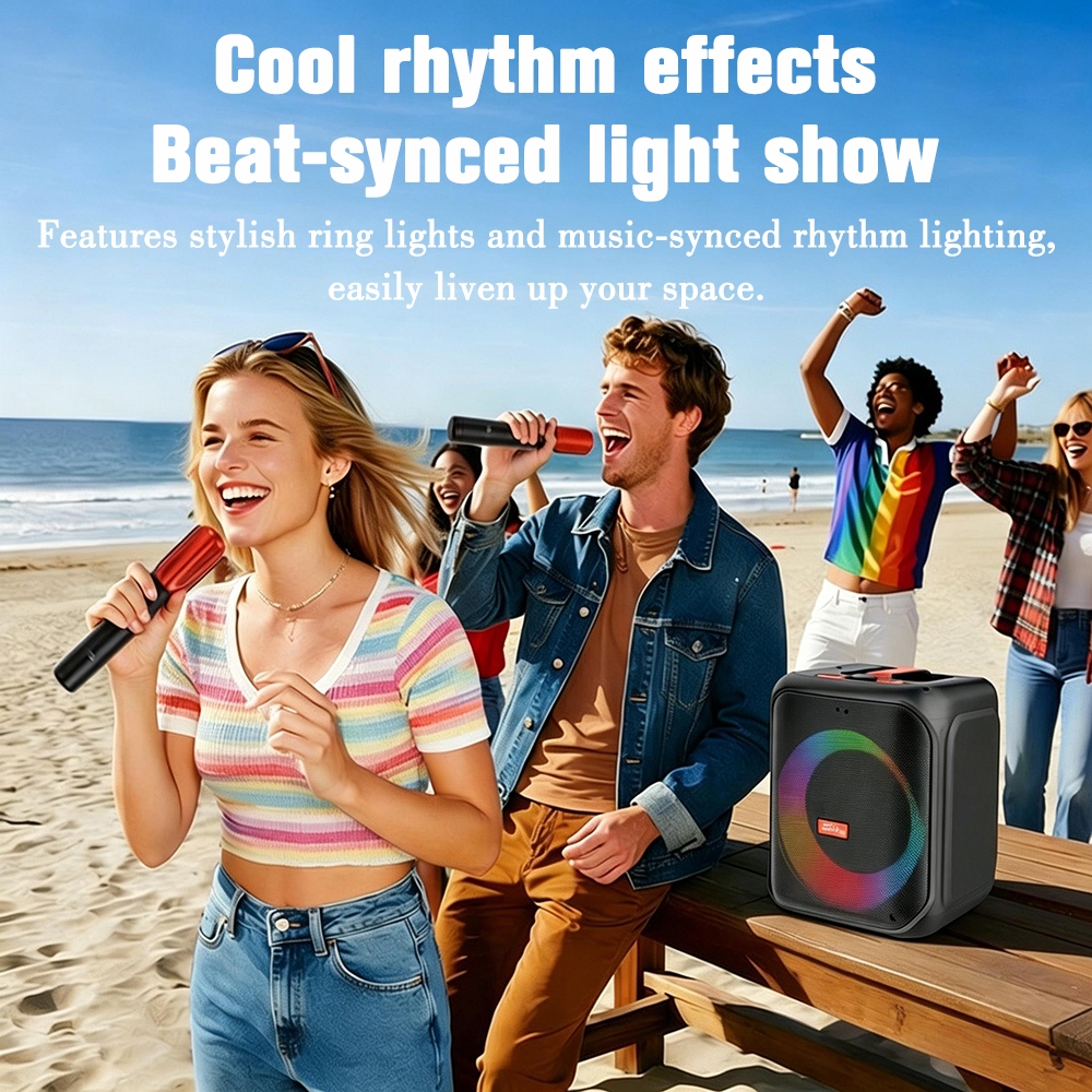 Super Bass Portable 6.5 inch 40w 12000 PMPO Karaoke Bluetooth 5.4 Speaker RGB With Dual Wireless Mic — view 8