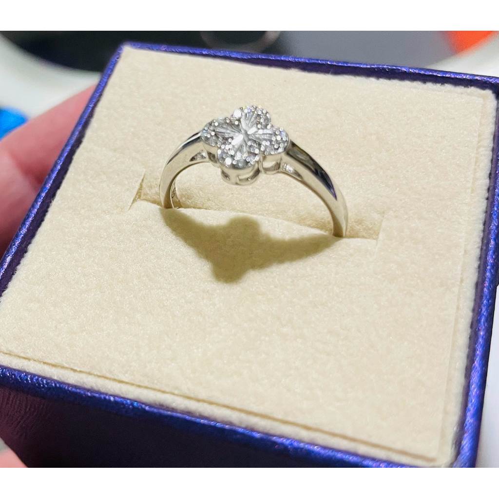Four-Leaf Clover Ring with Diamond Accents | Platinum Setting | Size 6 product photo 3