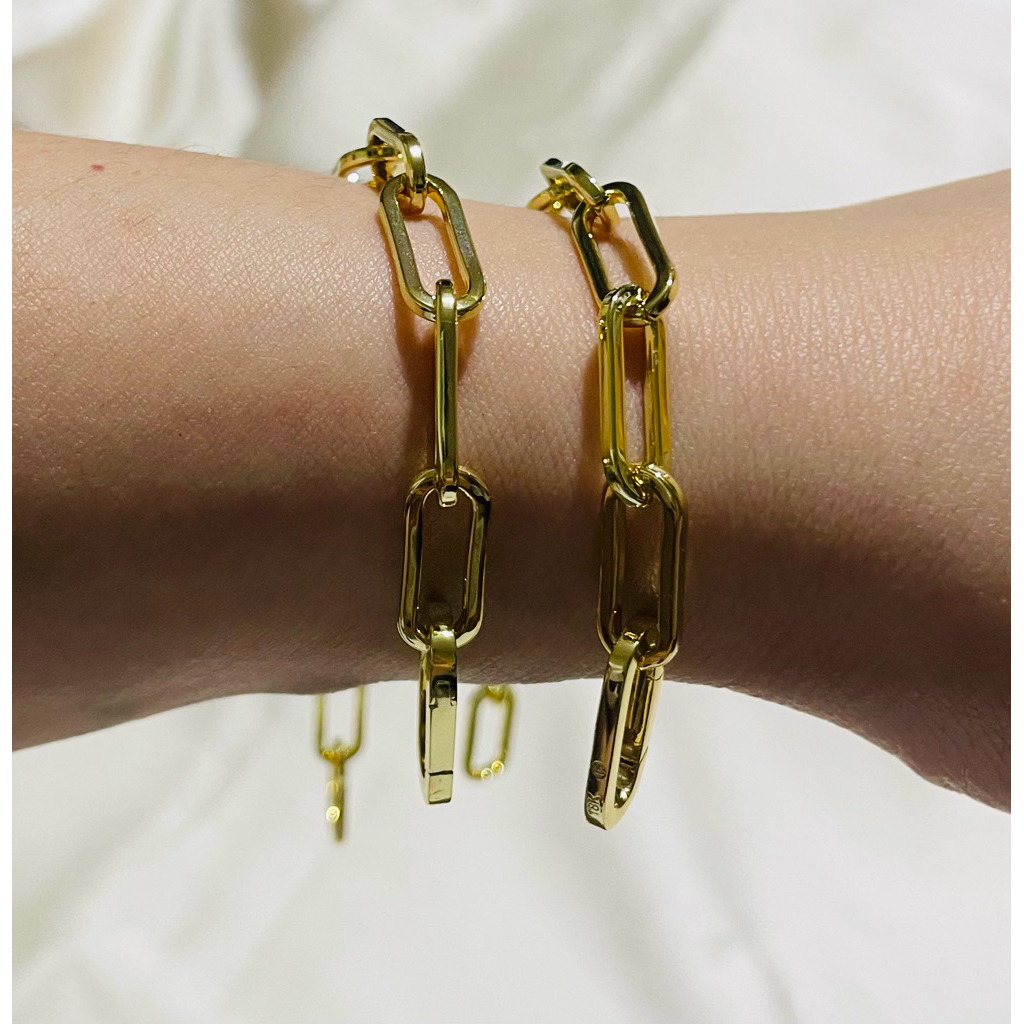 Big Paperclip Bracelet | Yellow Gold Setting | Hidden Lock | 17 cm & 18 cm product photo 2