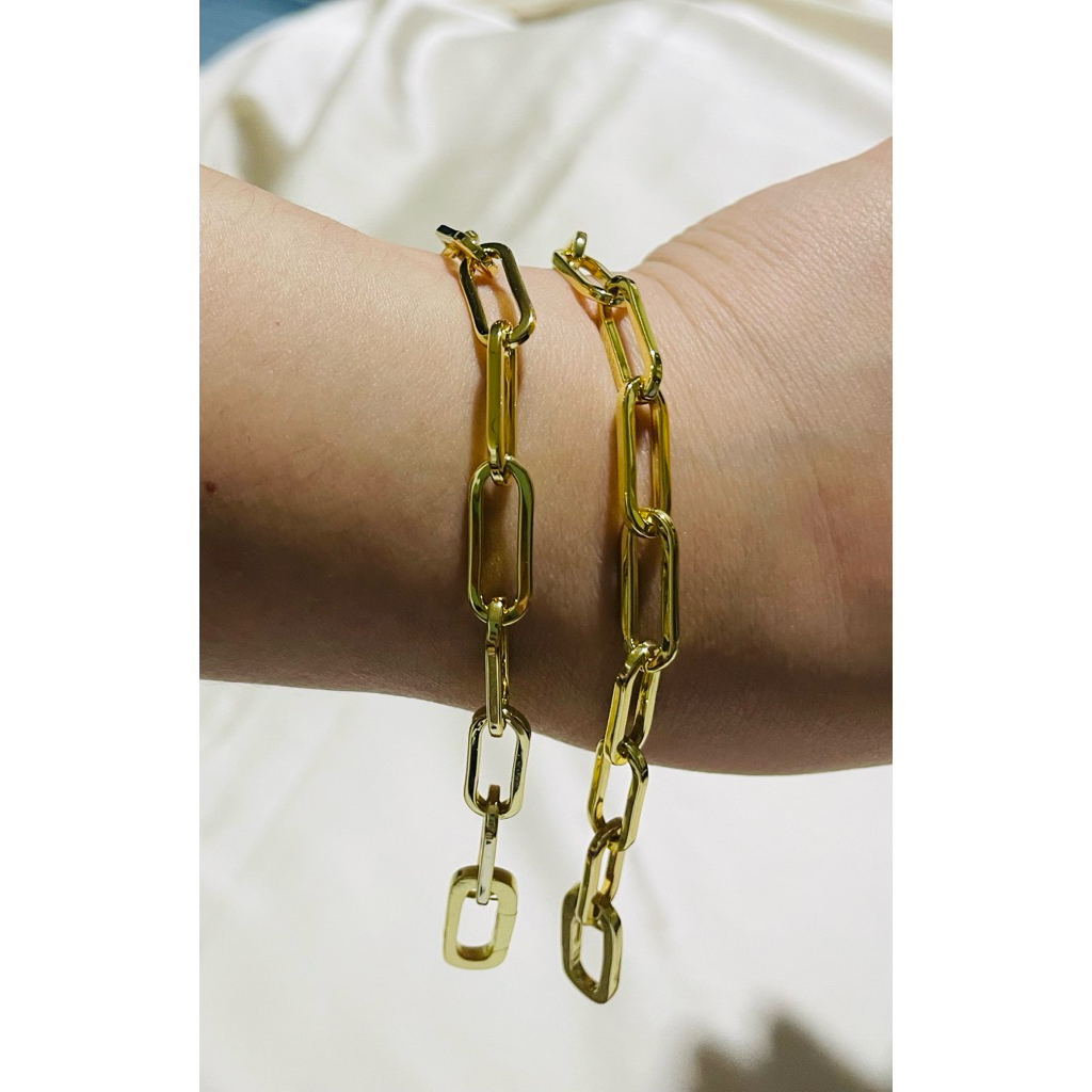 Big Paperclip Bracelet | Yellow Gold Setting | Hidden Lock | 17 cm & 18 cm product photo 4