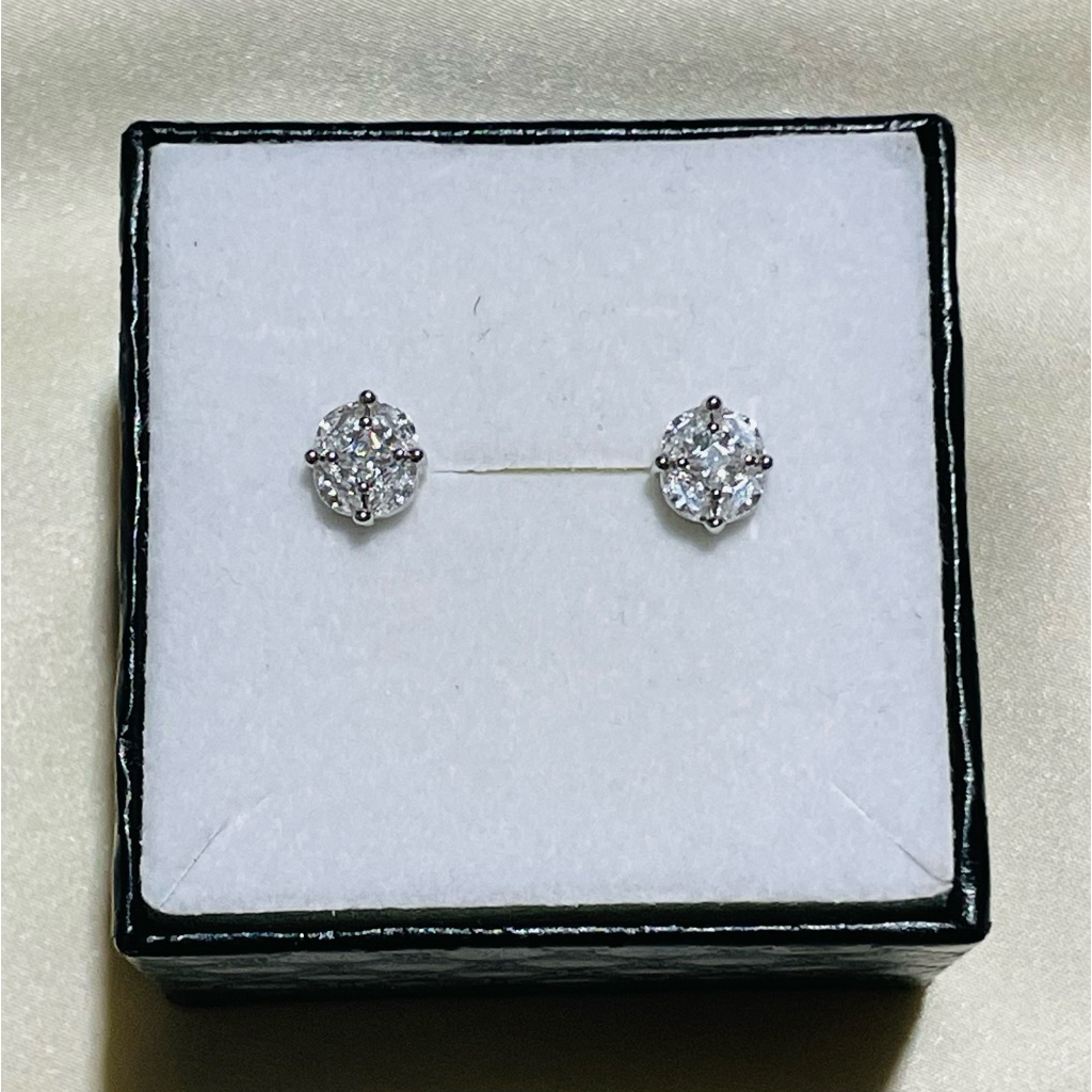 Illusion Diamond Stud Earrings | Marquise & Princess Cut | Platinum Settings