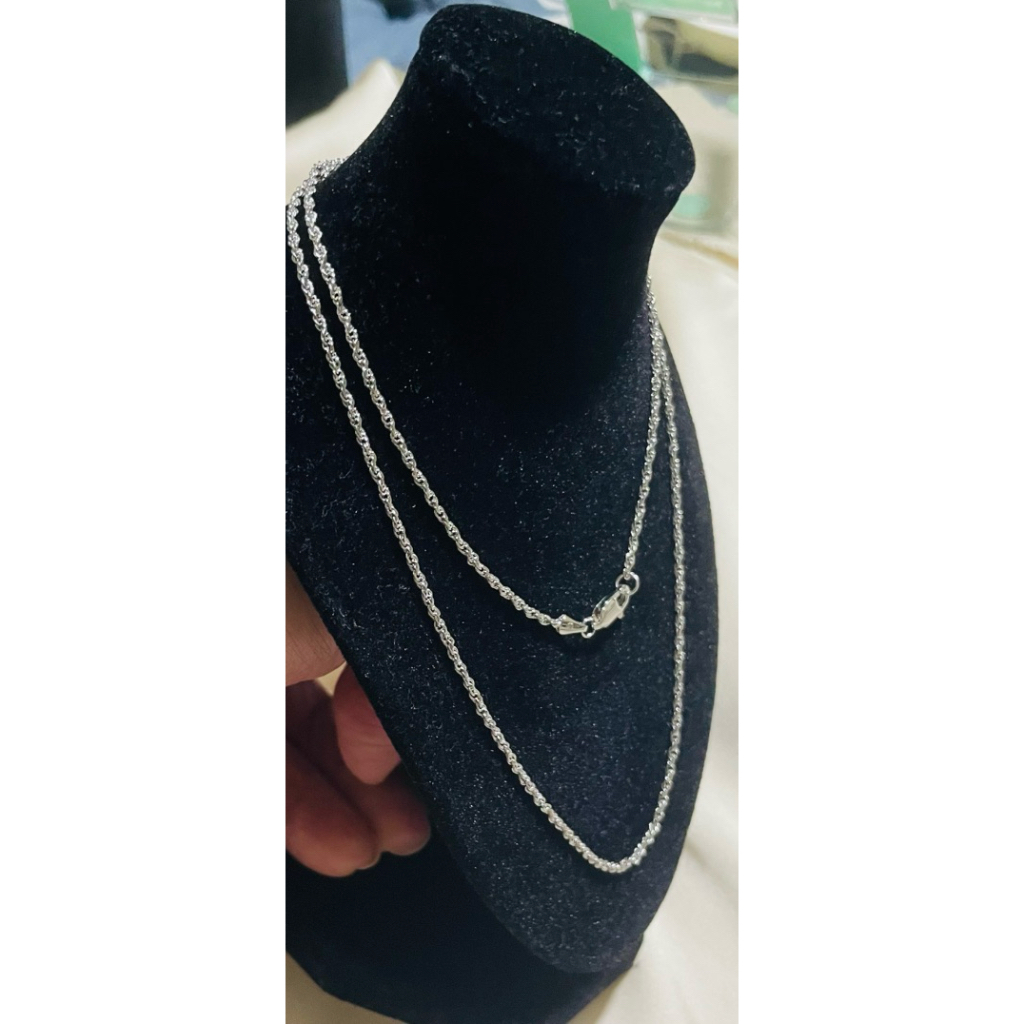 Rope Chain Necklace 1.5mm | Platinum Setting 22inches product photo 3