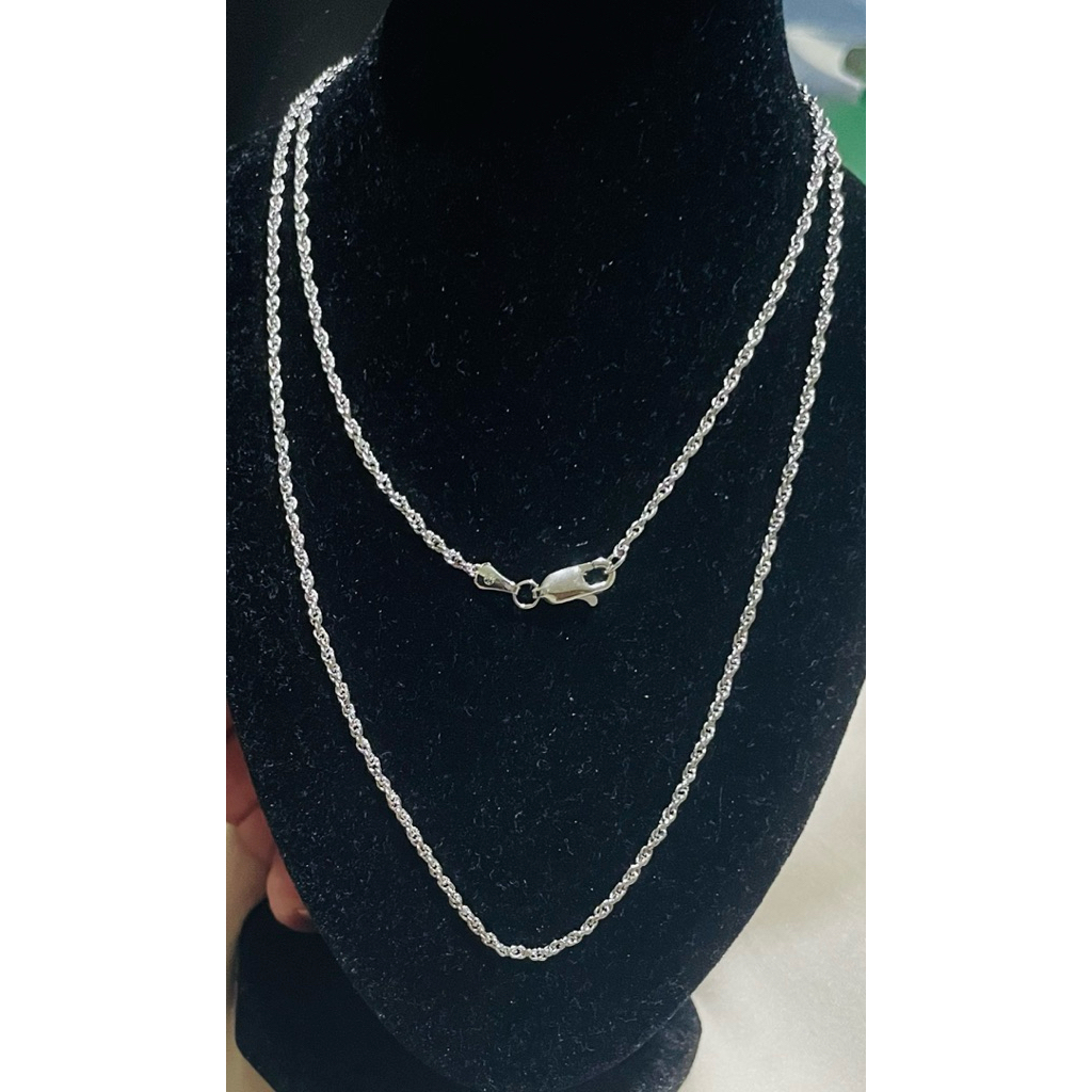 Rope Chain Necklace 1.5mm | Platinum Setting 22inches product photo 5