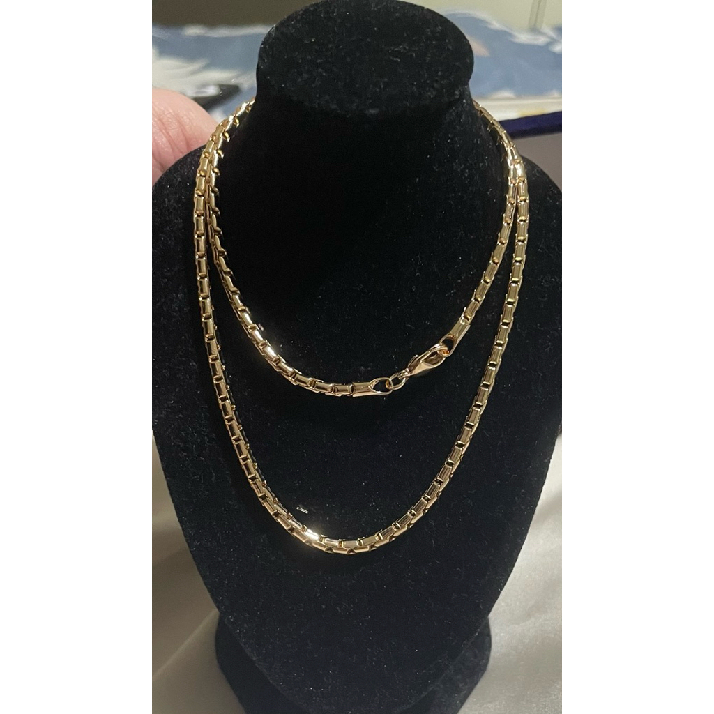 Vintage Box Link Necklace | Champagne Gold Setting 20inches product photo 2