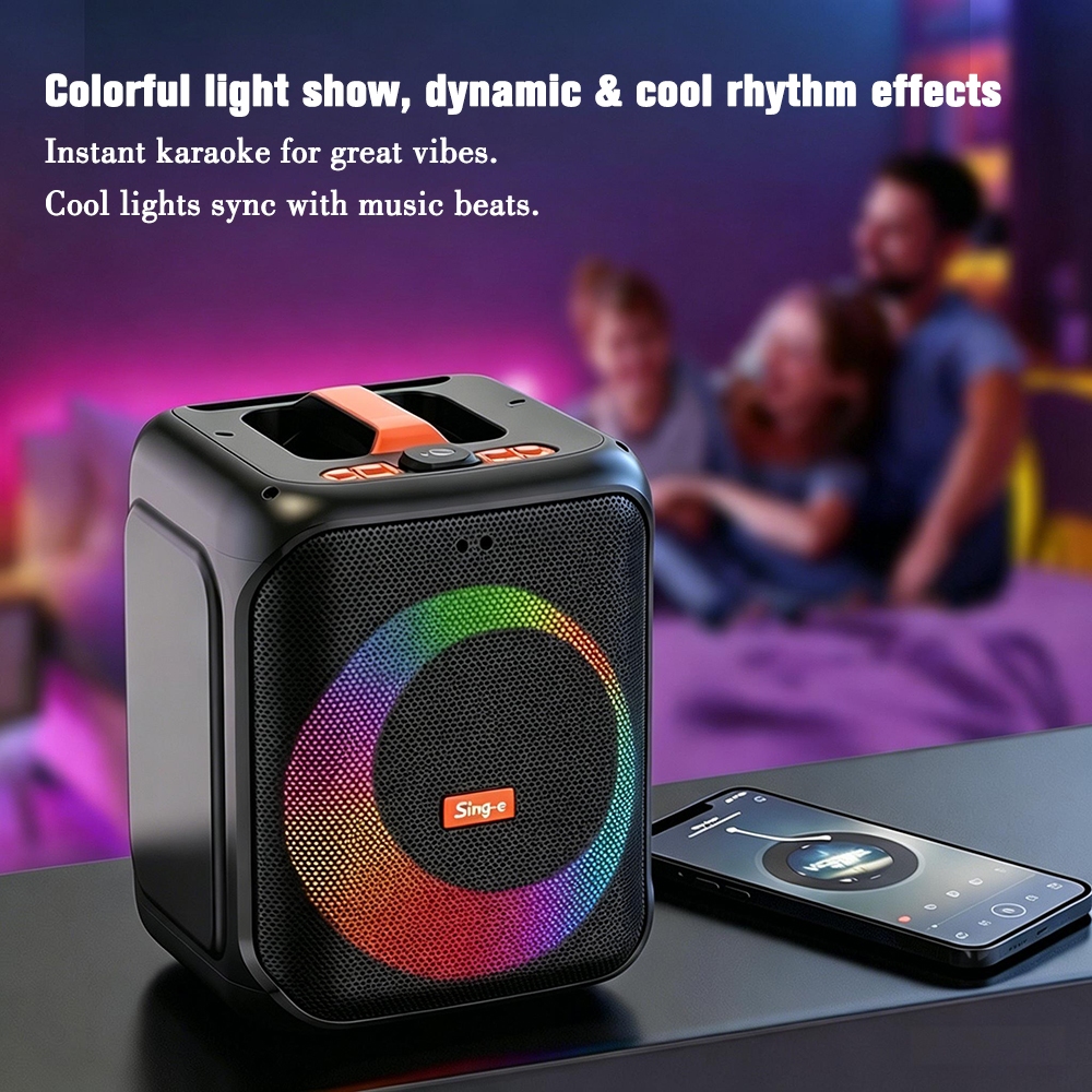 Super Bass Portable 6.5 inch 40w 12000 PMPO Karaoke Bluetooth 5.4 Speaker RGB With Dual Wireless Mic — view 2