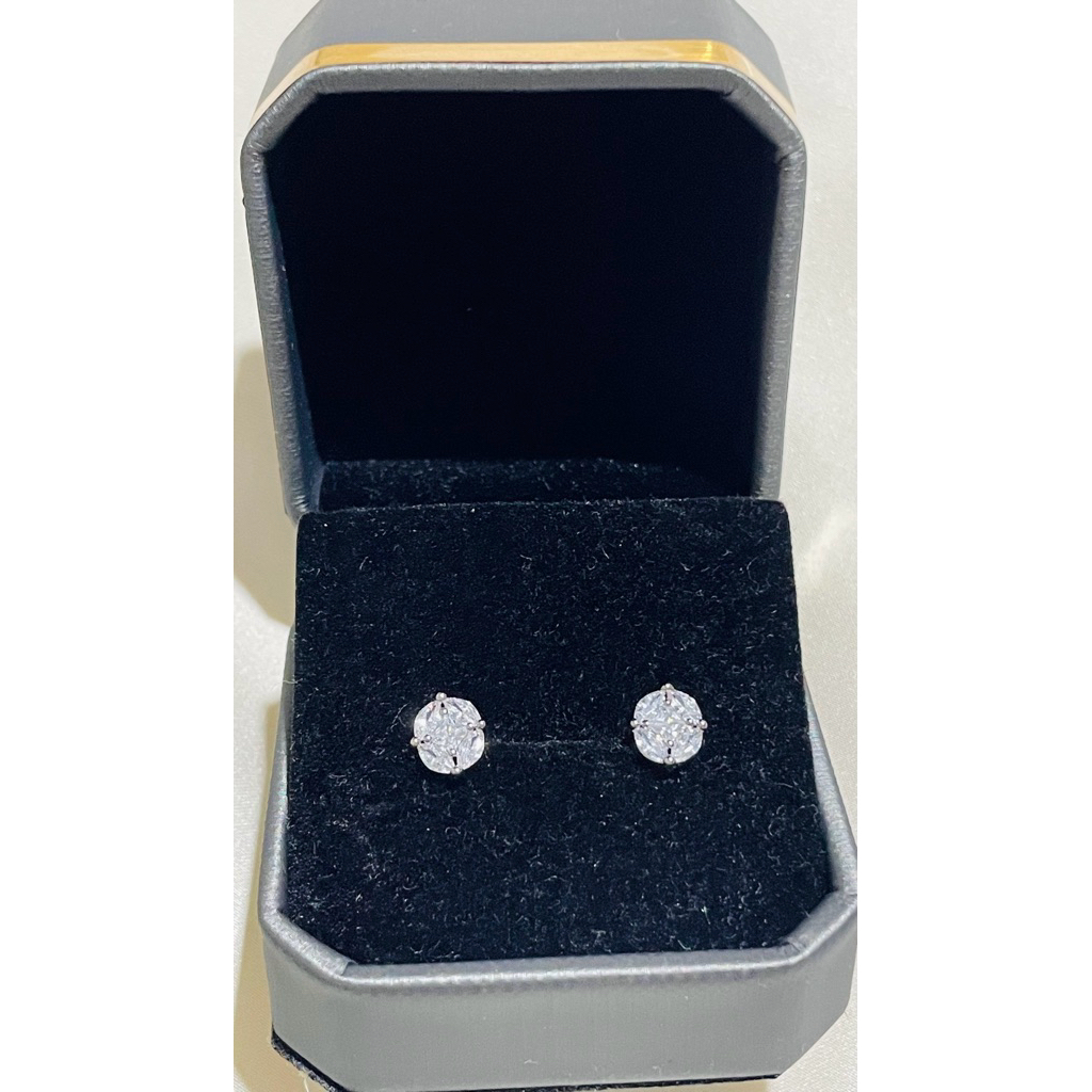 Illusion Diamond Stud Earrings | Marquise & Princess Cut | Platinum Settings product photo 4