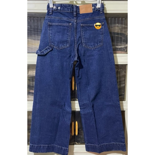 C Kl3in Wide-Leg Denim Jeans | Dark Wash Blue | Semi-Flare Cut | Size 26 product photo 4
