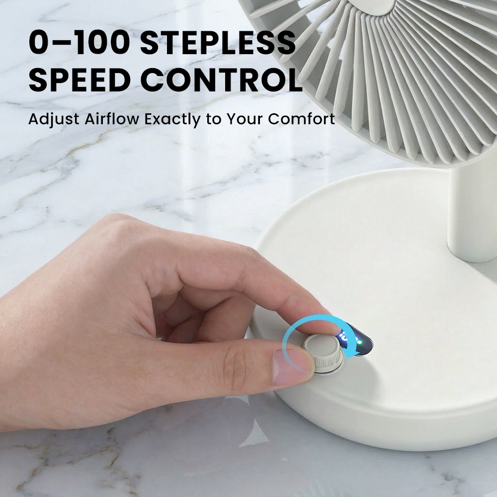 Orashare DF15 10000mAh Rechargeable Desk Fan Quiet 100 Speeds Wind Oscillating Fan with USB Output - Image 5
