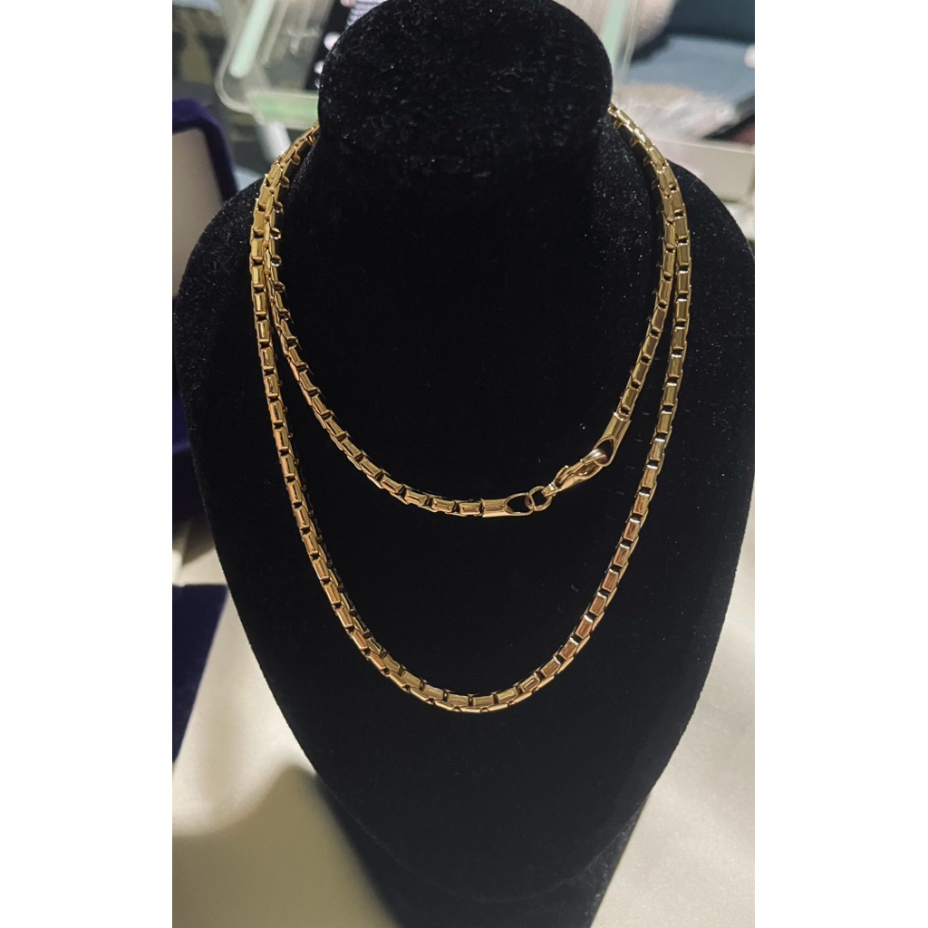 Vintage Box Link Necklace | Champagne Gold Setting 20inches product photo 3