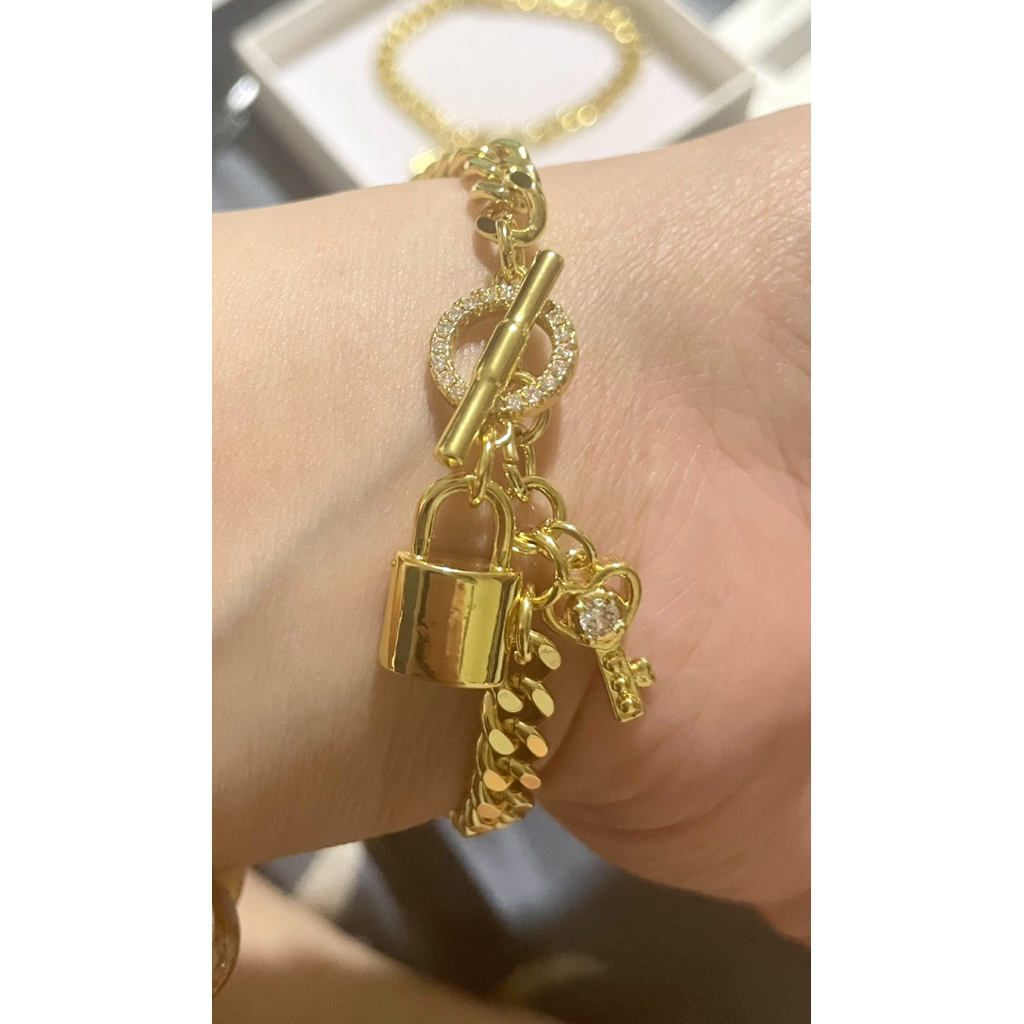 Padlock Key Charm Bracelet | Yellow Gold Setting 7.5inches product photo 4