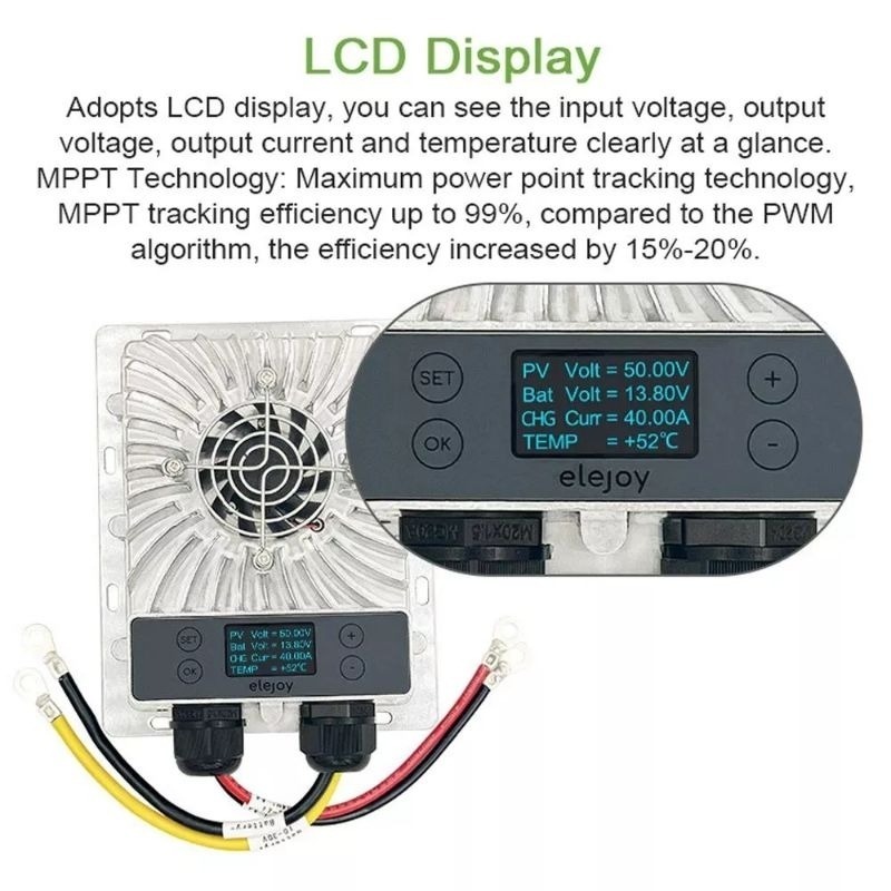ELEJOY MPPT 200W 400W 600W Step-down Real Time Solar Battery Recharging Charge Controller — view 6