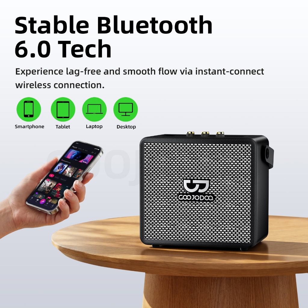 GOOJODOQ 3600mAh Wireless Bluetooth Speaker with Microphones Mini Karaoke 3D Stereo Big Size TF Card — view 4