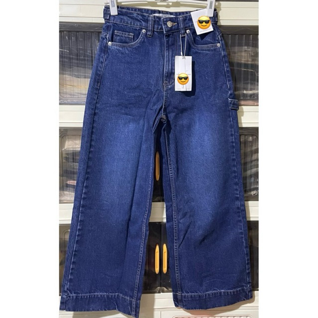 C Kl3in Wide-Leg Denim Jeans | Dark Wash Blue | Semi-Flare Cut | Size 26 product photo 3