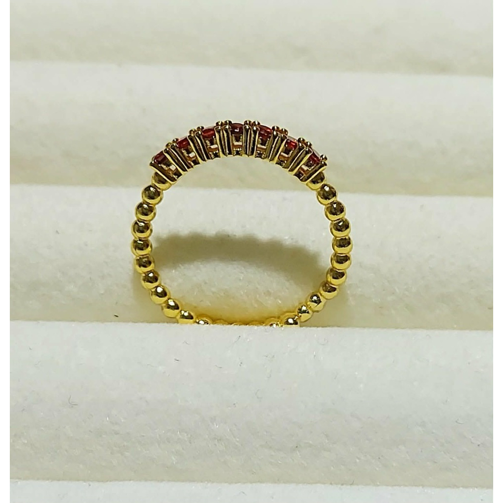 Garnet Eternity Bubble Ring | Yellow Gold Setting adjustable