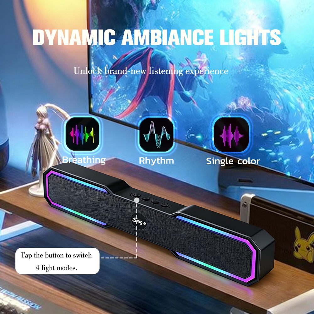 Portable RGB Wireless Sound bar Bluetooth 5.4 Speaker True Wireless Stereo mini speaker for computer — view 2